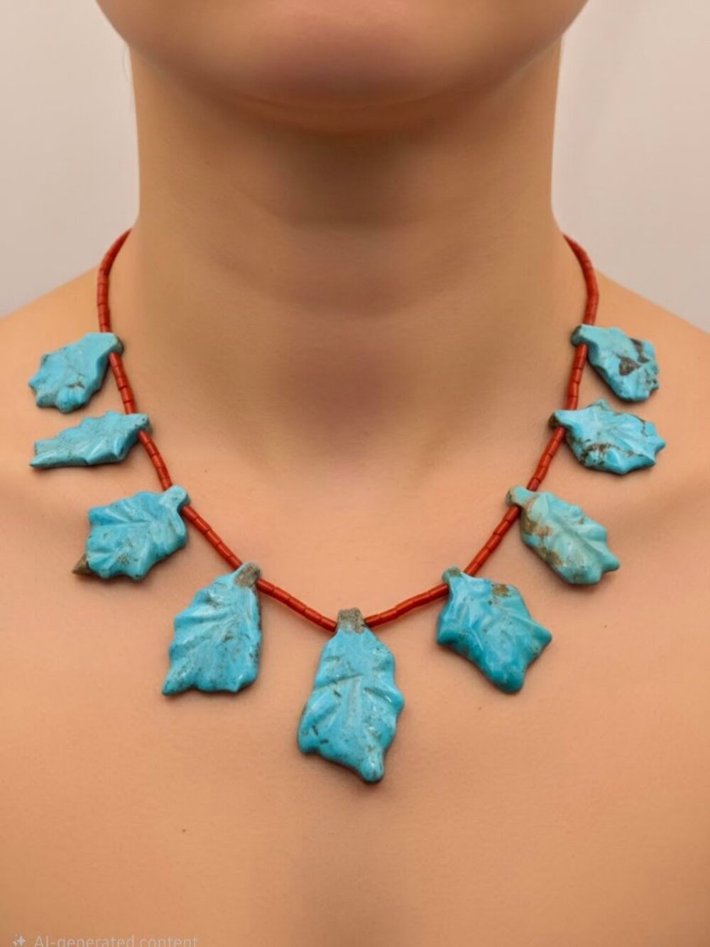 Rare Sarah Leekya Turquoise Leaf Necklace